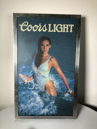 Vintage Coors Light Beer light up sign Cuban Girl Bikini 26 x 16 man cave Cuba 2