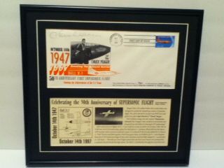Vintage Signed Chuck Yeager Framed First Day Cover 960 Of 1000