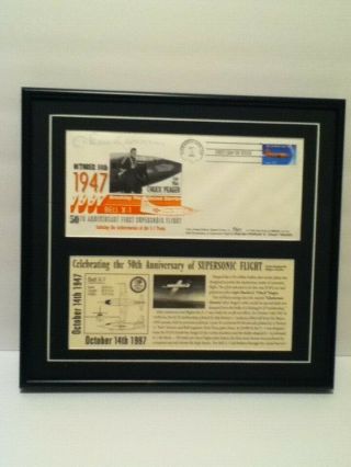 VINTAGE SIGNED CHUCK YEAGER FRAMED FIRST DAY COVER 960 OF 1000 4