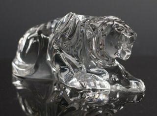 Vintage Baccarat Glass Crystal Crouching Tiger Paperweight - France