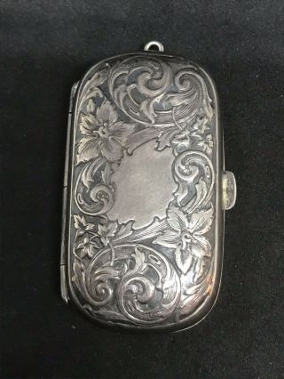 Antique Sterling Silver Chatelaine Victorian Case Snuff Box Repousse