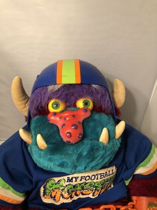 Vintage 1986 AMToy American Greetings My Pet Monster Football Plush w/ Handcuffs 2