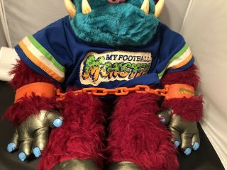 Vintage 1986 AMToy American Greetings My Pet Monster Football Plush w/ Handcuffs 3