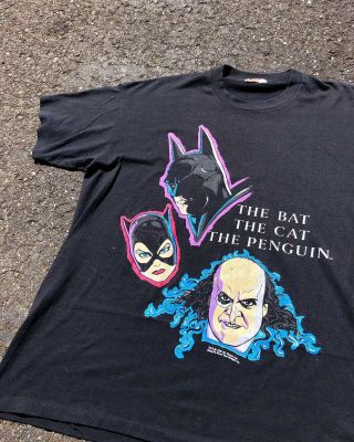 Vintage Batman T Shirt Batman Returns 1992 Dc Comics Penguin Catwoman Joker Xl
