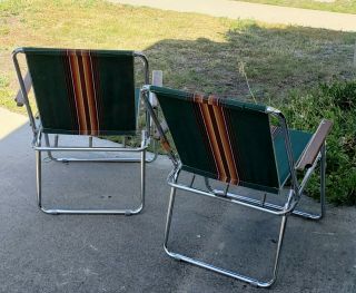 2 Vintage Green Zip Dee RV Camping Lawn Chair Hunting Fishing 3