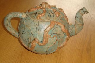 Rare Old Oriental Large Hand Made Pottery Teapot