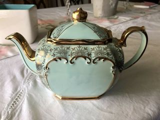 Vintage Sadler Teapot,  Green Gold Trim - Very Rare