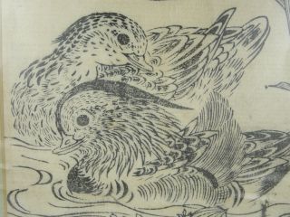 FRAMED ANTIQUE 19 c.  JAPANESE POETIC WOODBLOCK PRINT DUCKLINGS 5