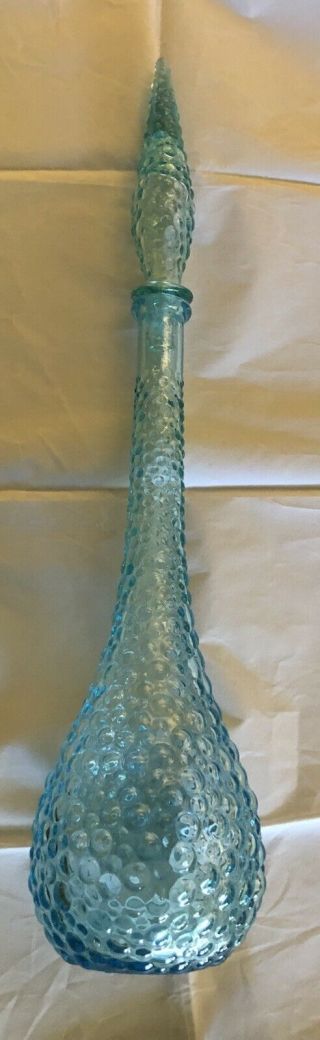 Vtg Mcm Mid Century Modern Glass Italian Hobnail Genie Bottle Vase Decanter 22”
