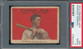 Psa 2 Good 1914 Cracker Jack 44 Charles Tesreau E145 - 1 Graded Vintage Candy Card