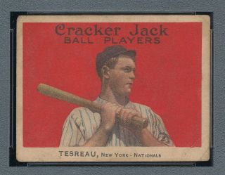 PSA 2 GOOD 1914 CRACKER JACK 44 CHARLES TESREAU E145 - 1 GRADED VINTAGE CANDY CARD 2