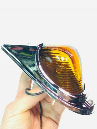Vintage Dietz 80 Marker Light Deep Amber Glass Lens,  Chrome Housing,