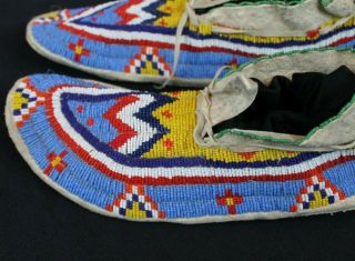 Vintage Sioux Fully Beaded Adult Moccasins Late 1800 Early 1900 ' s Adult Size 3