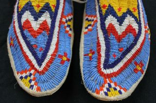 Vintage Sioux Fully Beaded Adult Moccasins Late 1800 Early 1900 ' s Adult Size 6