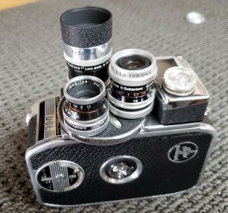 Vintage Bolex Paillard D8LA,  Camera,  3 Kern Lens,  and instructions 6