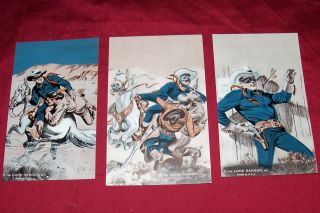 Old Lone Ranger Postcard Size Pictures Vintage Drawings Cowboy Western The