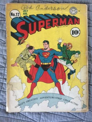 Rare 1942 Golden Age Superman 17 Classic Hitler Cover