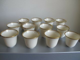 Vintage Set Of 12 Lenox Porcelain Gold Rim Cream Demitasse Cups