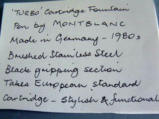 Vintage 1980s Mont Blanc TURBO fountain Pen 8