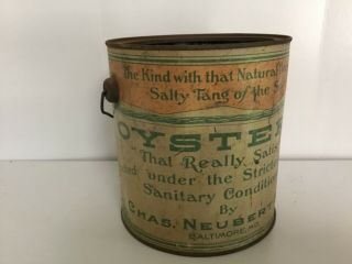 Vintage Oyster Can With Mermaid On Back Made By Chas.  Neubert & Co.