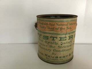 Vintage Oyster can with mermaid on back made by Chas.  Neubert & Co. 2