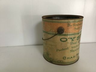 Vintage Oyster can with mermaid on back made by Chas.  Neubert & Co. 5