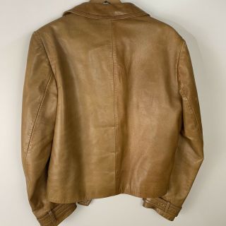 Vintage Cortefiel Mens Brown Leather Coat Bomber Jacket M L Spain Fur Collar Opt 2