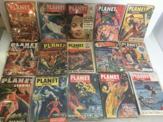 Set Of 28 Planet Stories Magazines 1939 - 1950s Vintage Pulp Science Fiction