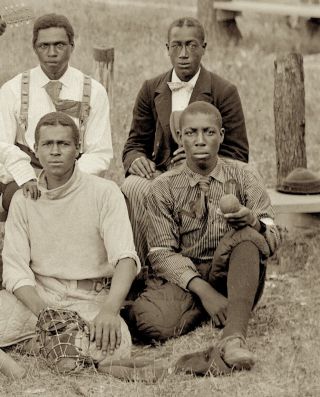 1890s era photo Glass Negative early BASEBALL Team African American Players RARE 5