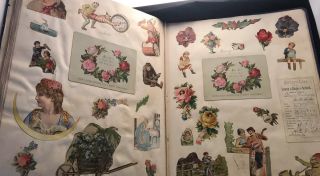 Antique Victorian Scrapbook - Die Cuts,  Trade Cards 43 Pps 640 Plus Late 1800’s 11