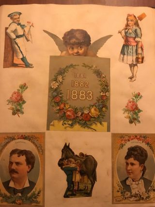 Antique Victorian Scrapbook - Die Cuts,  Trade Cards 43 Pps 640 Plus Late 1800’s 12