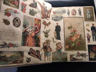 Antique Victorian Scrapbook - Die Cuts,  Trade Cards 43 Pps 640 Plus Late 1800’s 8