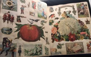 Antique Victorian Scrapbook - Die Cuts,  Trade Cards 43 Pps 640 Plus Late 1800’s 9