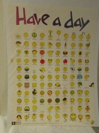 Vintage 1996 Mantis Design Have A Day Humor Smiley Face Poster 22 " X 30 " Nm -