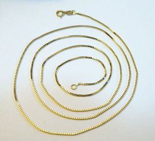 Vintage 14k Solid Gold - 24 " Long.  8mm Box Link Estate Chain 2.  2g Italy