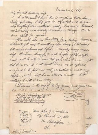 Wwii Letter.  B - 29 Pilot.  Killed In Action 1945,  Nagoya,  Japan.  497th Bomb Group.