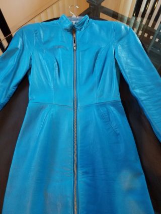 Michael Hoban North Beach Leather Long Sleeve Scuba Dress Xs Turquoise