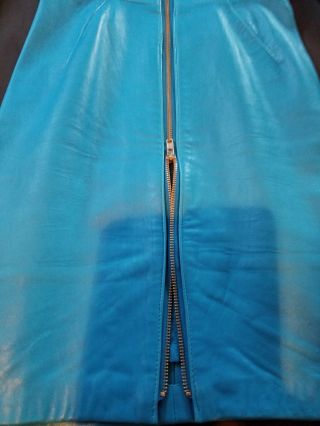 Michael Hoban North Beach Leather Long Sleeve Scuba Dress XS Turquoise 4