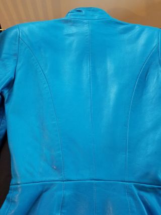 Michael Hoban North Beach Leather Long Sleeve Scuba Dress XS Turquoise 5