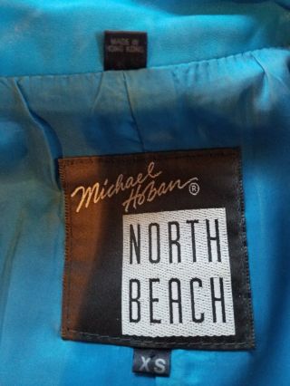 Michael Hoban North Beach Leather Long Sleeve Scuba Dress XS Turquoise 6