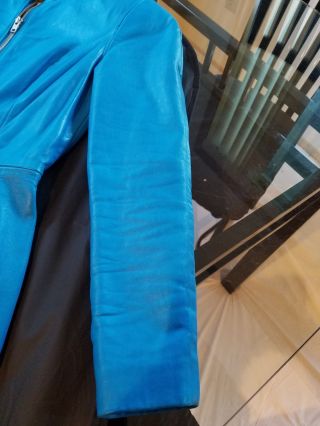 Michael Hoban North Beach Leather Long Sleeve Scuba Dress XS Turquoise 8