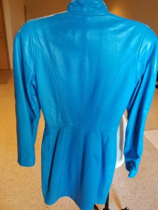 Michael Hoban North Beach Leather Long Sleeve Scuba Dress XS Turquoise 9