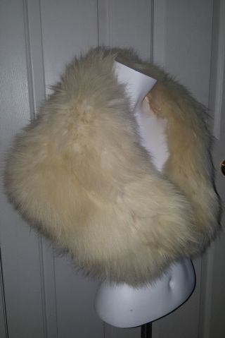 Vintage White Fur Stole Soft Clasp Pierre F.  West Fox Rabbit?