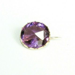 Old Antique Georgian 9ct Rose Gold Amethyst Paste Brooch / Lace Pin
