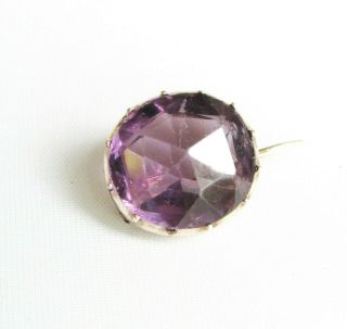 Old antique Georgian 9ct rose gold amethyst paste brooch / lace pin 2