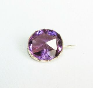 Old antique Georgian 9ct rose gold amethyst paste brooch / lace pin 3