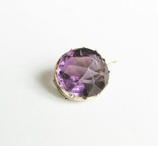 Old antique Georgian 9ct rose gold amethyst paste brooch / lace pin 4
