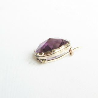 Old antique Georgian 9ct rose gold amethyst paste brooch / lace pin 5