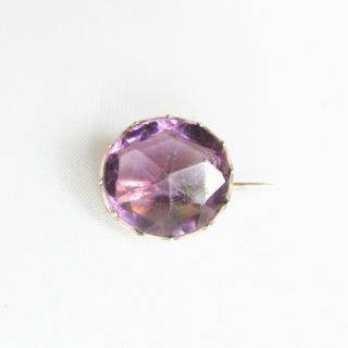 Old antique Georgian 9ct rose gold amethyst paste brooch / lace pin 6