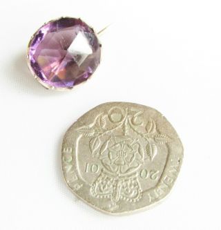 Old antique Georgian 9ct rose gold amethyst paste brooch / lace pin 7